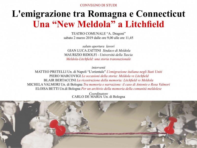 L'emigrazione tra Romagna e Connecticut: una “New Meldola” a Litchfield. Convegno di studi, Meldola, 2 marzo 2019